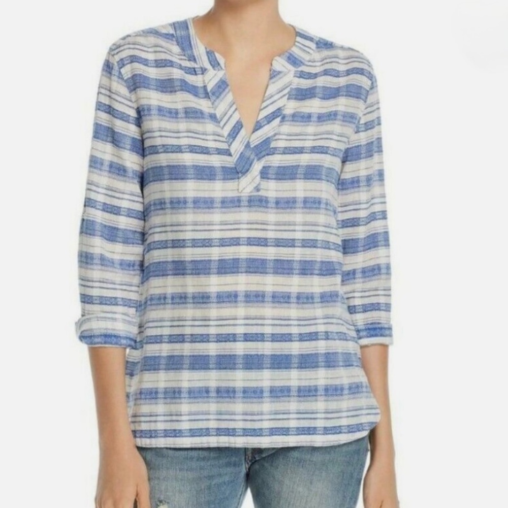 Tommy Bahama XS Blue White Stripe Conga Line Pullover Shirt 100% Cotton